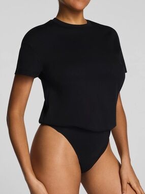 Spanx Lightweight Cotton Crewneck Short Sleeve Bodysuit